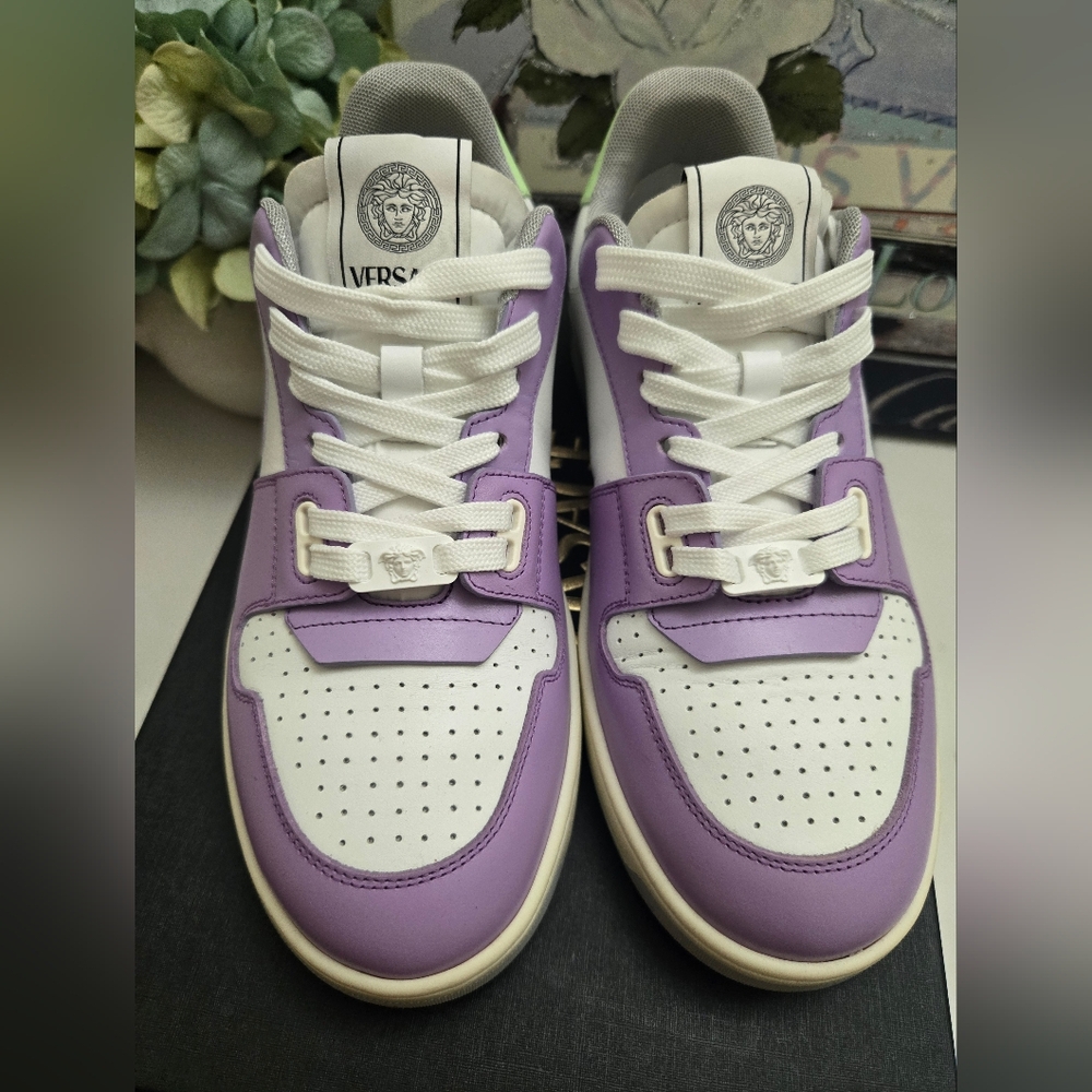 Versace Medusa Insignia Leather Sneakers W Box Women Size 9.5 Men 8 - Picture 13 of 15